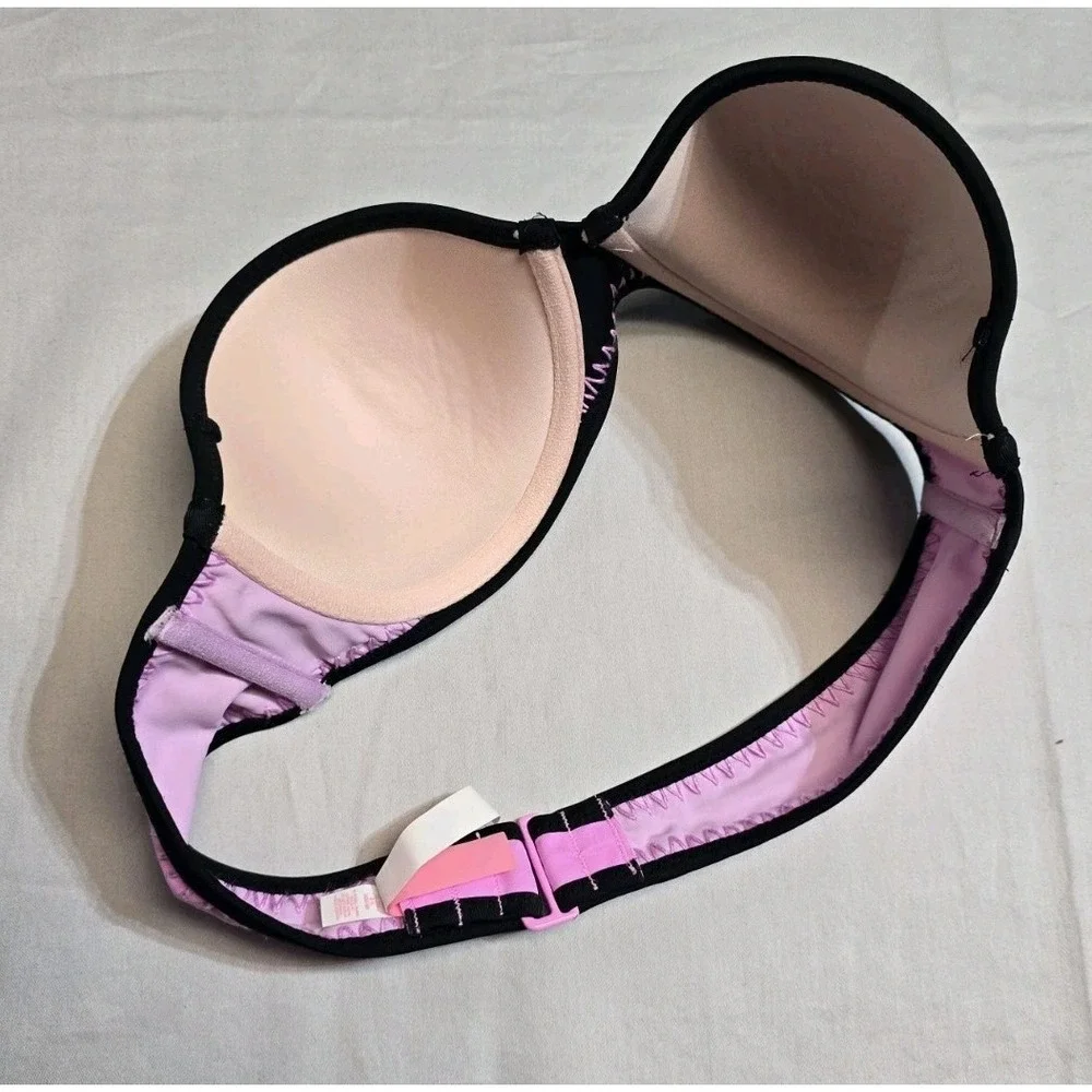 Women's Victoria Secret Strapless Bikini Top Size 36 B Blue And Pink